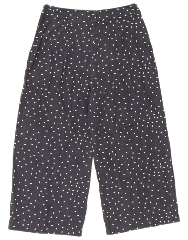 Oasis Pantalones Capri para Mujer UK 10 Small W28 L21 Azul Marino Lunares