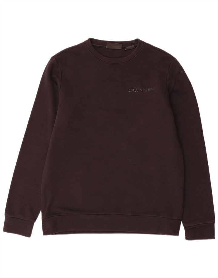 CALVIN KLEIN Womens Performance Sweatshirt Jumper UK 14 Medium Brown