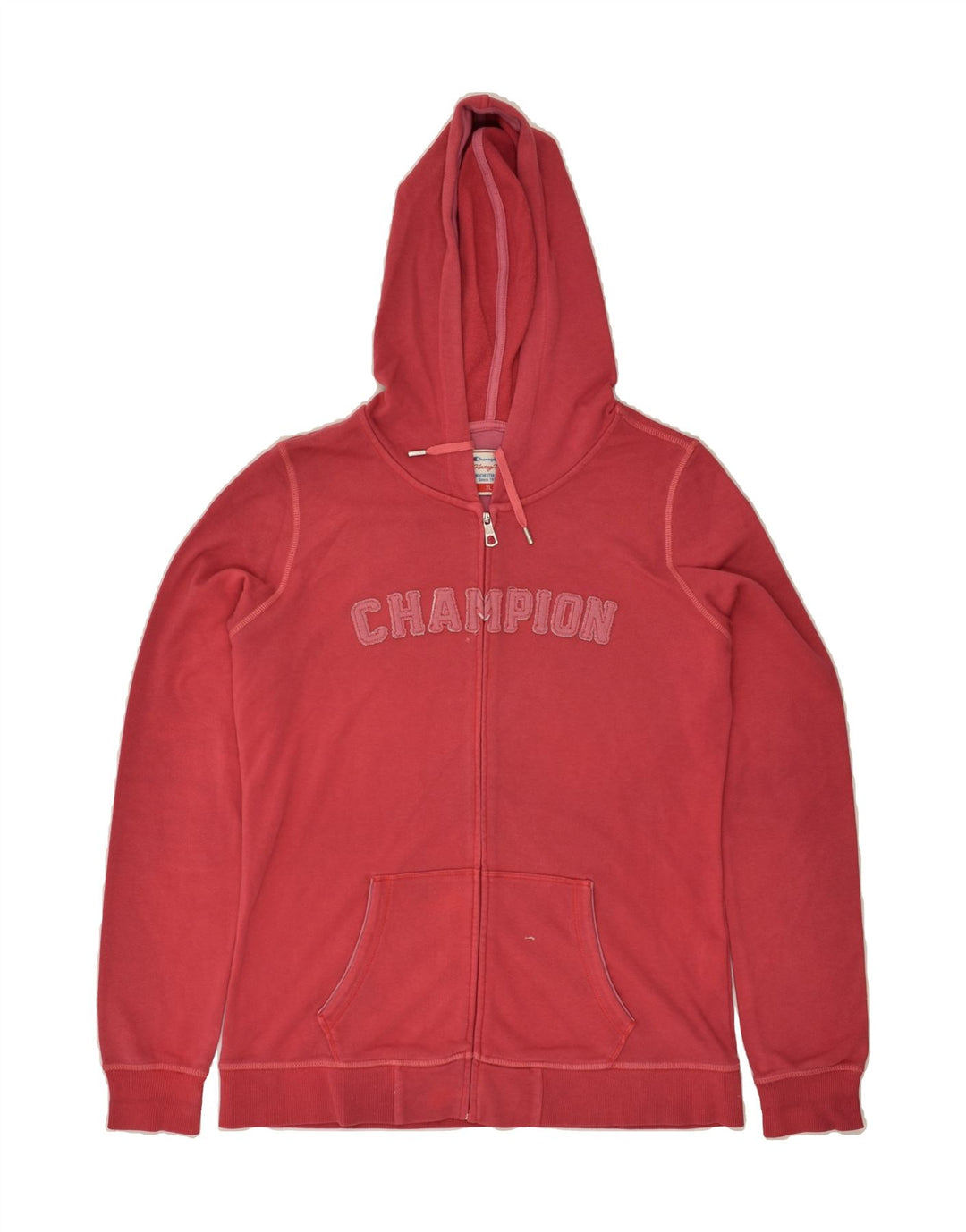 CHAMPION Womens Graphic Zip Hoodie Sweater UK 18 XL Red Cotton | Vintage Champion | Thrift | Second-Hand Champion | Used Clothing | Messina Hembry 