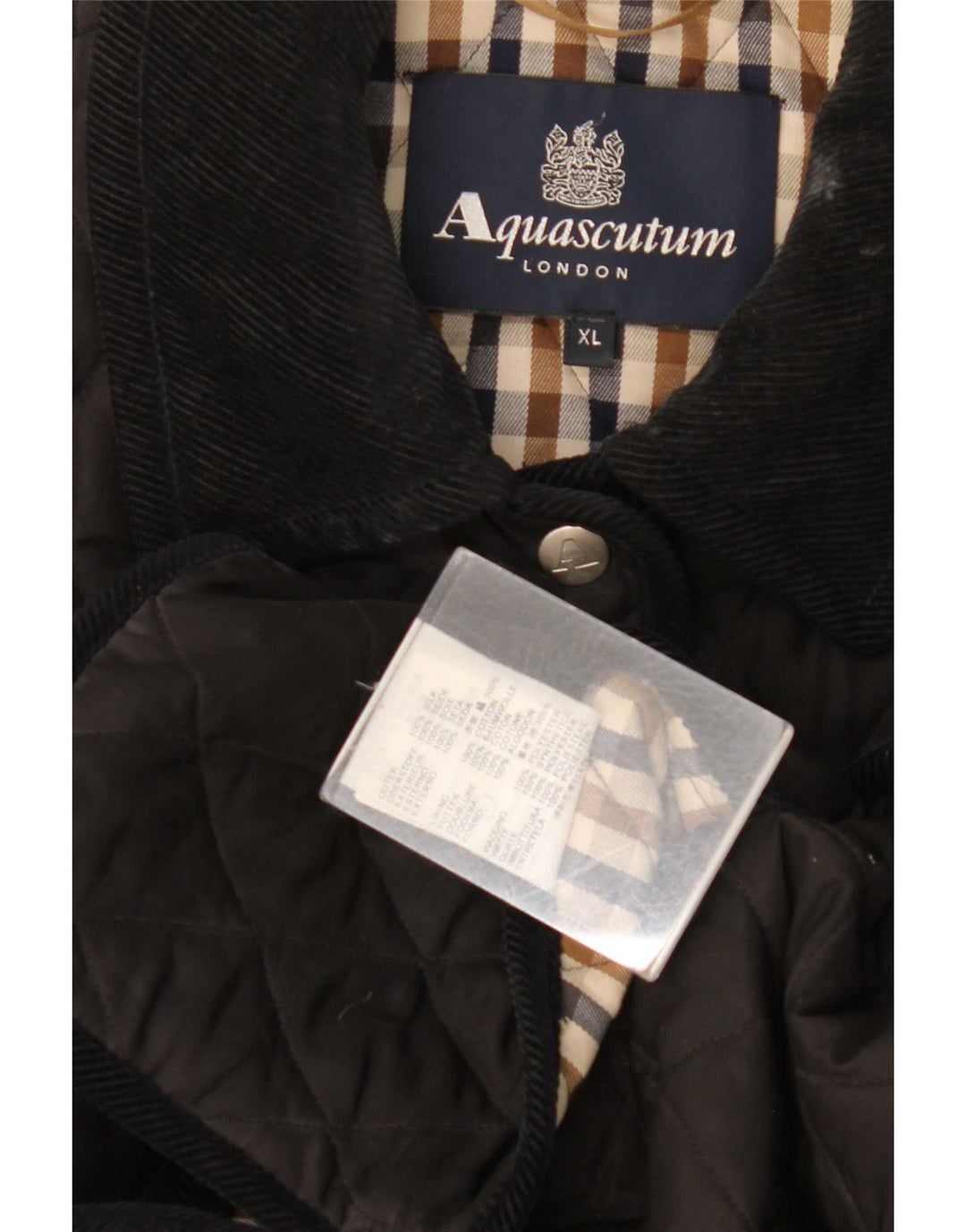 Aquascutum Womens Quilted Jacket UK 18 XL Black Silk