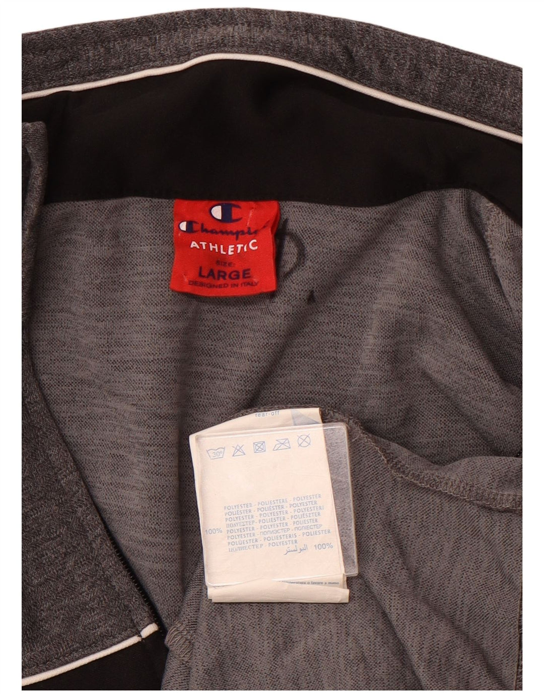 CHAMPION Mens Tracksuit Top Jacket Large Grey Colourblock Polyester