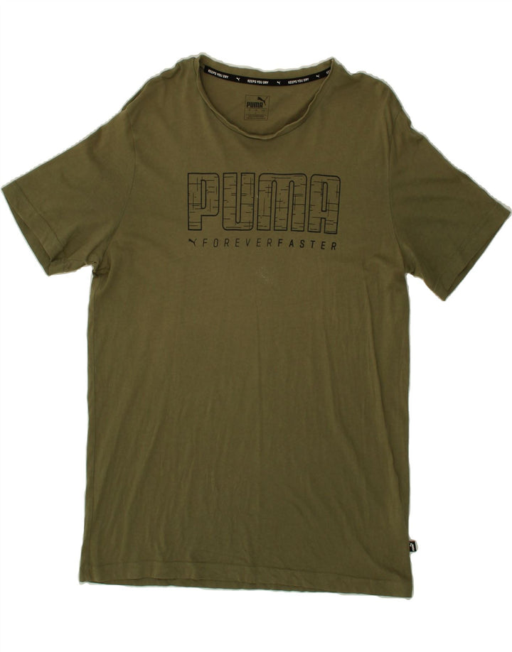 PUMA Mens Graphic T-Shirt Top Large Khaki Cotton Vintage Puma and Second-Hand Puma from Messina Hembry 