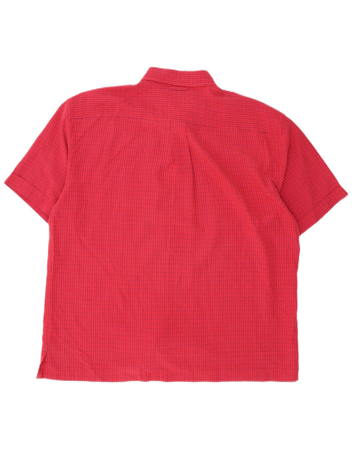 Tommy Hilfiger Mens Short Sleeve Shirt XL Red Gingham Rayon