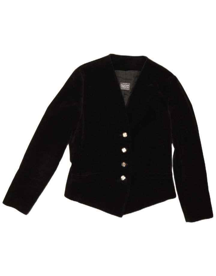 Benetton Damen-Blazer aus Samt mit 4 Knöpfen, IT 44, Mittelschwarz