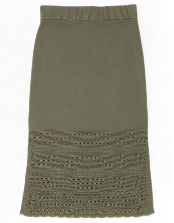 Gonna longuette in maglia da donna Boden UK 12 media W30 cotone verde