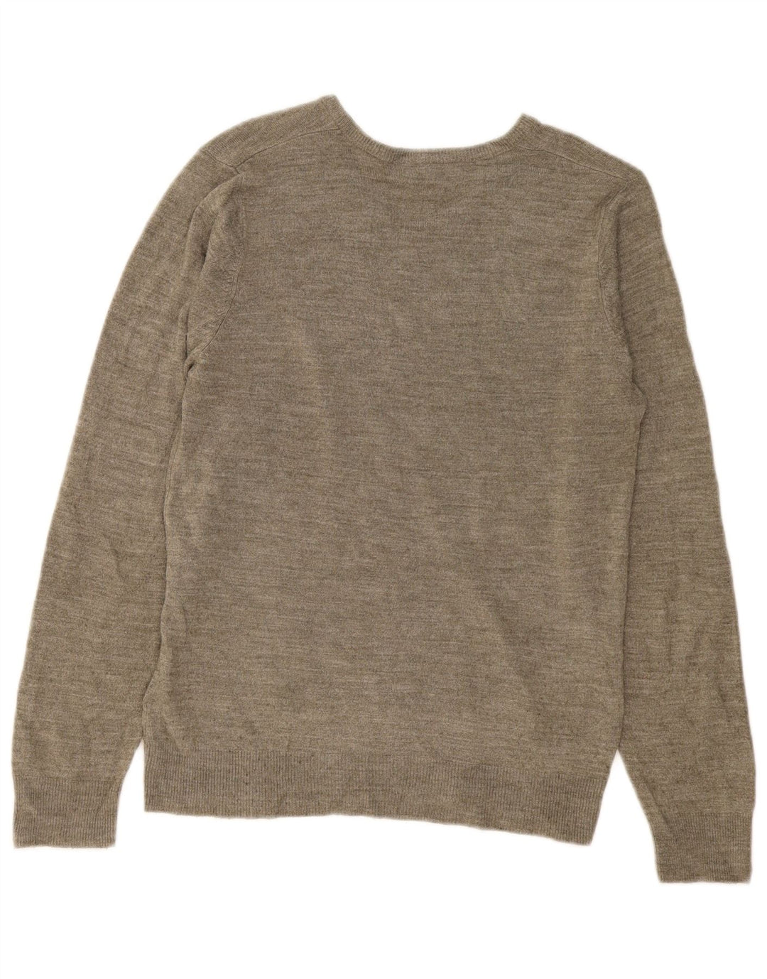 Marks & Spencer Mens V-Neck Jumper Sweater Small Khaki Flecked Acrylic