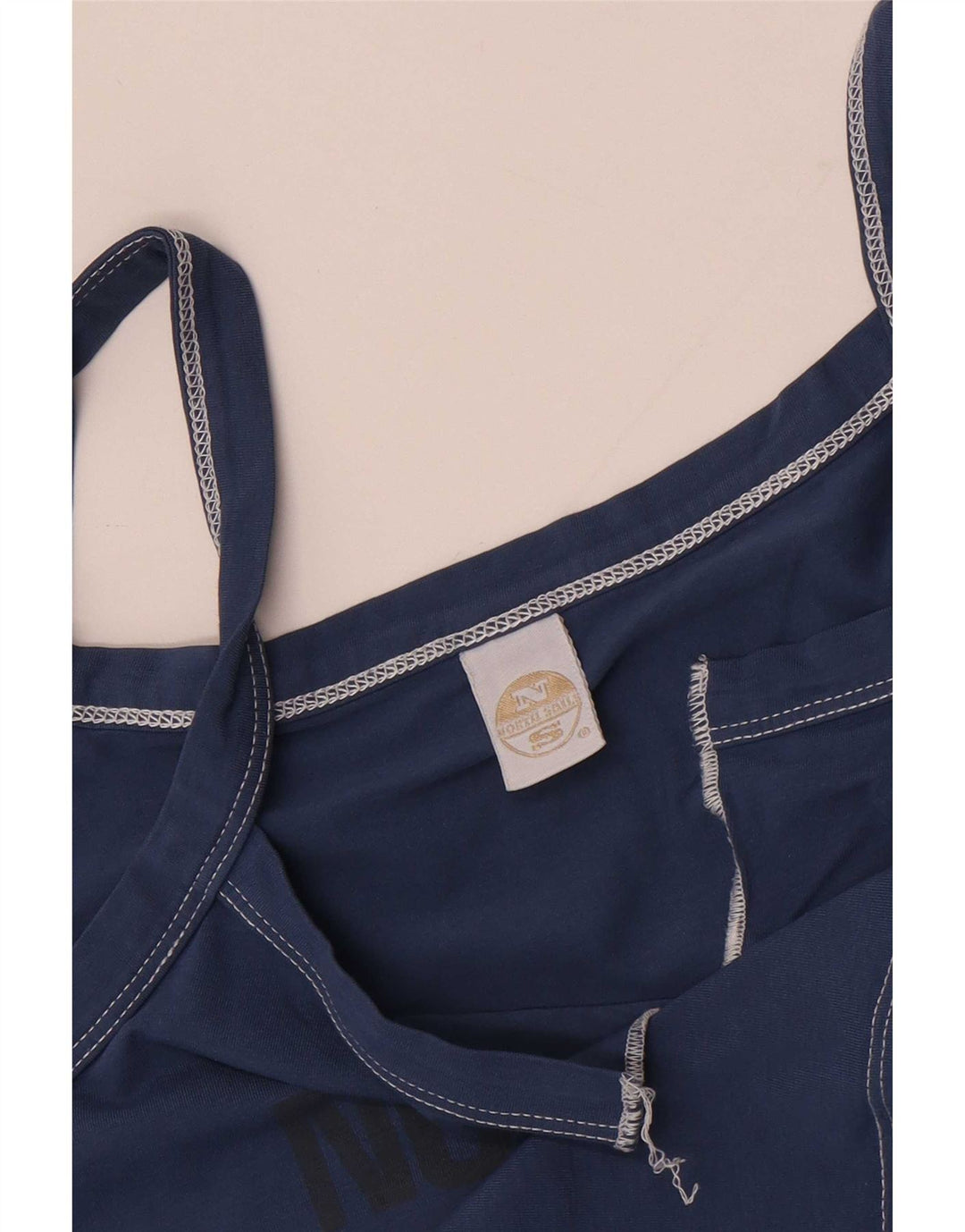 North Sails Womens Graphic Cami Top UK 14 Large Navy Blue Cotton