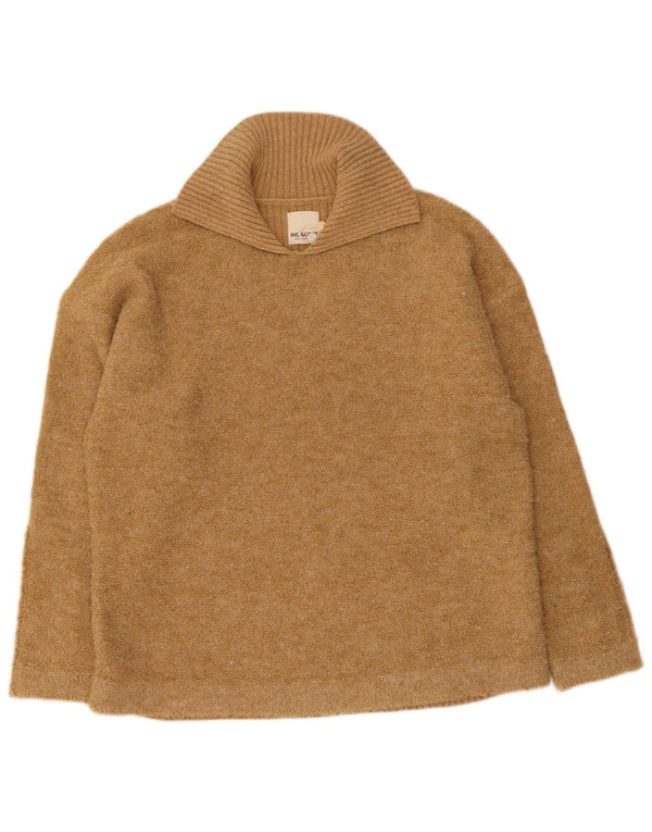 Indi & Cold Womens Polo Neck Jumper Sweater UK 14 Medium Beige Wool