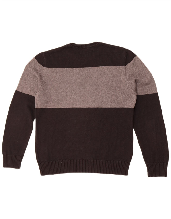 Guess Herren-Pullover mit Rundhalsausschnitt, Mittelschwarz, Colourblock-Baumwolle