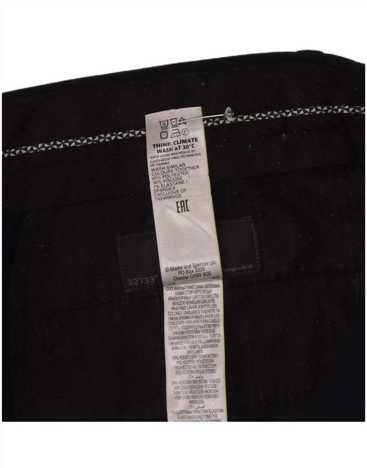 Marks & Spencer Mens Slim Chino Trousers W32 L33 Navy Blue Polyester