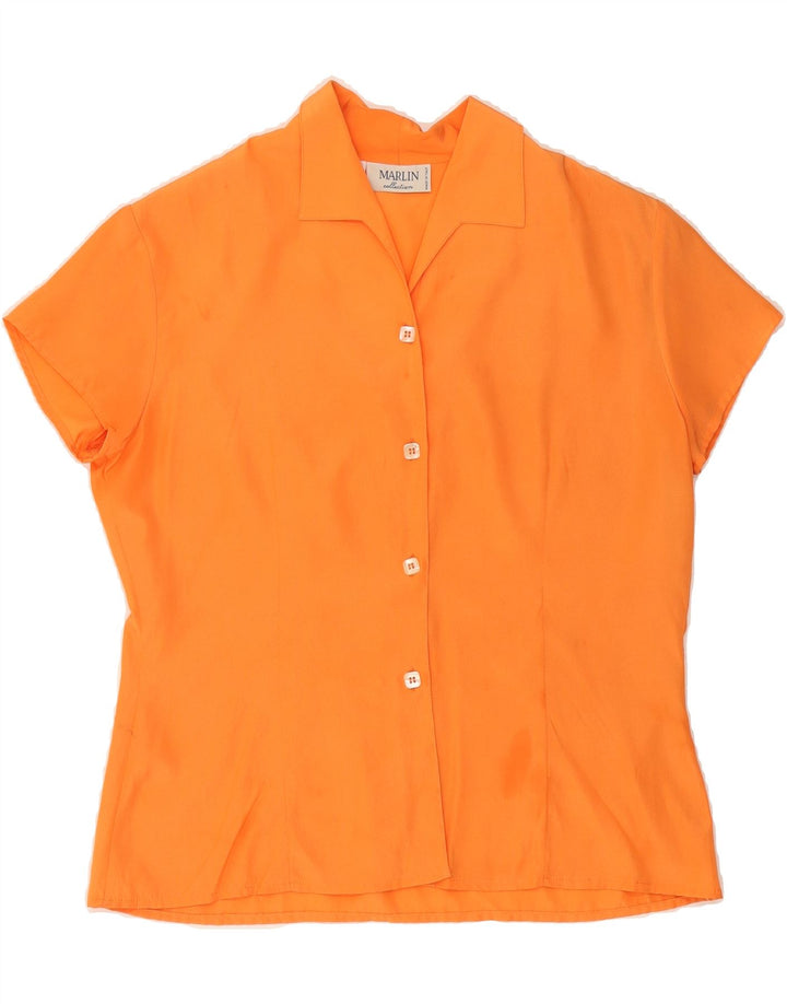VINTAGE Womens Short Sleeve Shirt Blouse IT 44 Medium Orange Vintage Vintage and Second-Hand Vintage from Messina Hembry 