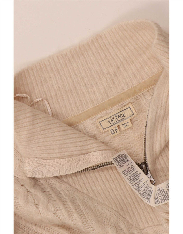 Fat Face Jersey extragrande con cuello y cremallera para mujer UK 40 Medium Off White