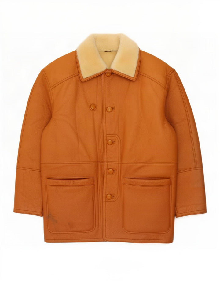 Jachetă vintage pentru bărbați din shearling IT 52 XL maro