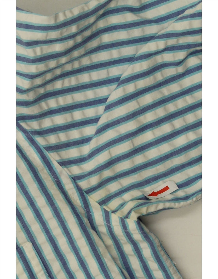 Best Company Mens Shirt Large Blue Striped Cotton