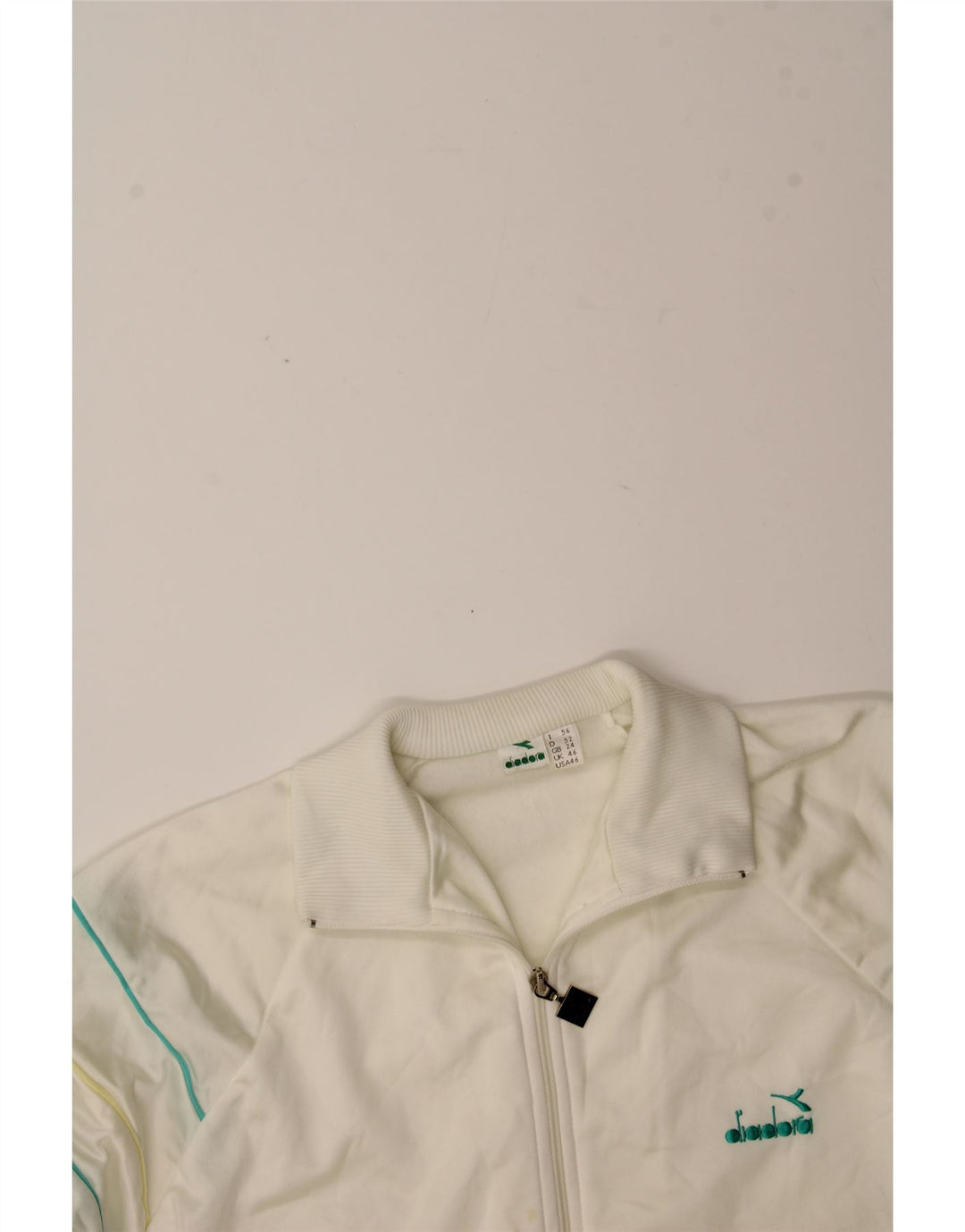 DIADORA Mens Tracksuit Top Jacket UK 46 XL White Polyester Vintage Diadora and Second-Hand Diadora from Messina Hembry 
