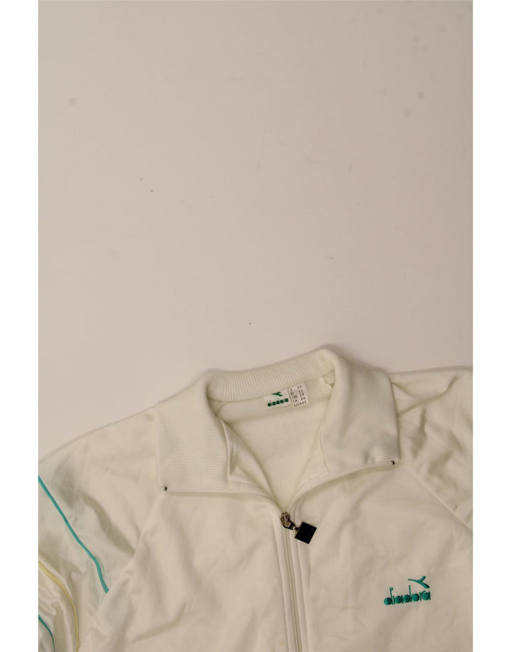 DIADORA Mens Tracksuit Top Jacket UK 46 XL White Polyester Vintage Diadora and Second-Hand Diadora from Messina Hembry 