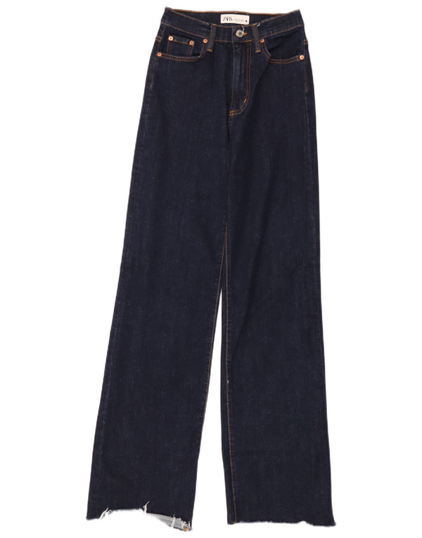 Jeans a gamba larga da donna Zara EU 34 2XS W24 L34 Cotone blu navy