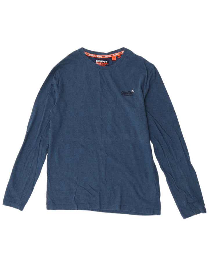 Superdry Herren-Langarmoberteil aus mittelblauer Baumwolle in Marineblau