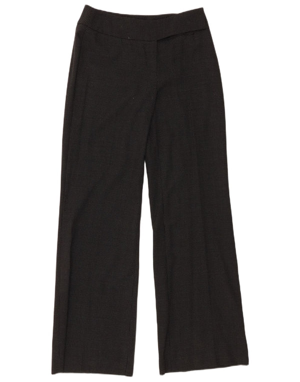 Calça feminina Oasis de perna larga UK 10 pequena W28 L33 lã manchada preta