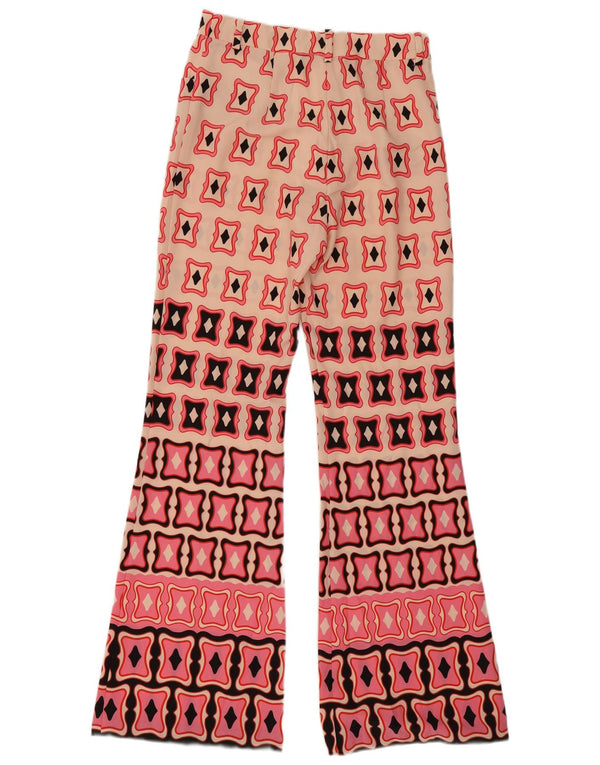 Zara Dame Højtaljede Flare Casual Bukser Medium W28 L31 Pink Geometrisk