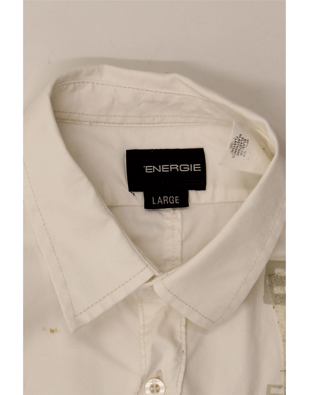 ENERGIE Mens Graphic Shirt Large White Cotton Vintage Energie and Second-Hand Energie from Messina Hembry 