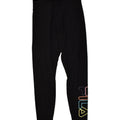 FILA Womens Graphic Leggings UK 8 Small Black Cotton | Vintage Fila | Thrift | Second-Hand Fila | Used Clothing | Messina Hembry 