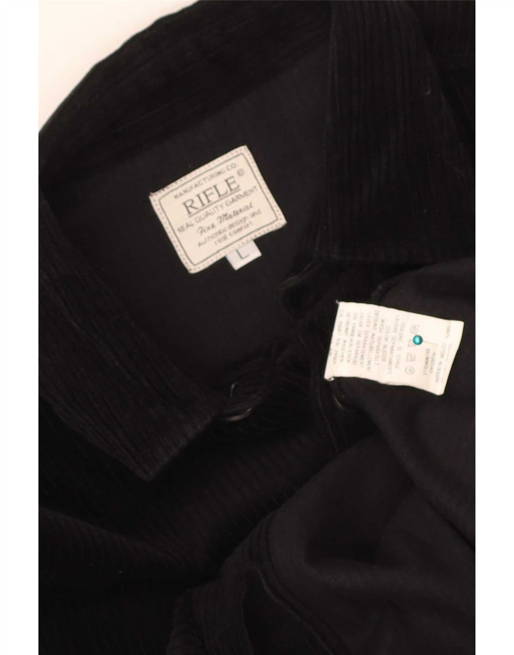 Rifle Mens Corduroy Shirt Large Black Cotton