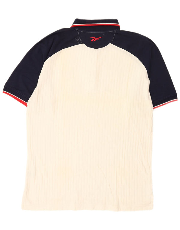 Reebok Mens Polo Shirt Medium White Colourblock Cotton