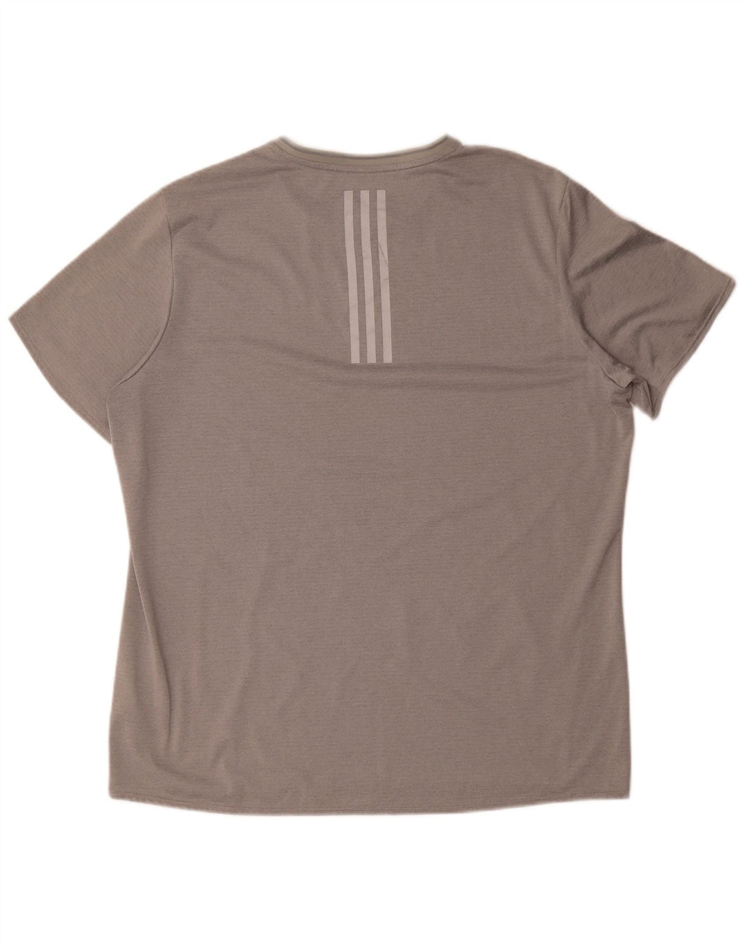 Adidas Mens Running T-Shirt Top XL Grey Striped Polyester