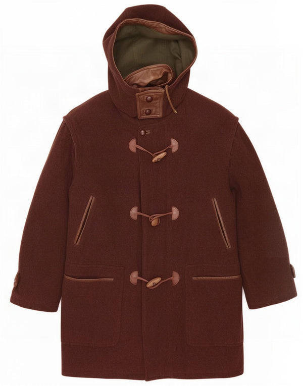 Vintage Mens Hooded Duffle Coat UK 40 Large Brown