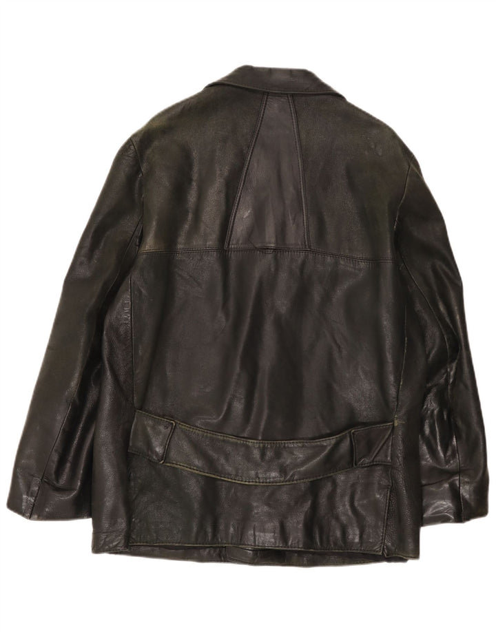 Giacca in pelle vintage da uomo UK 38 media nera