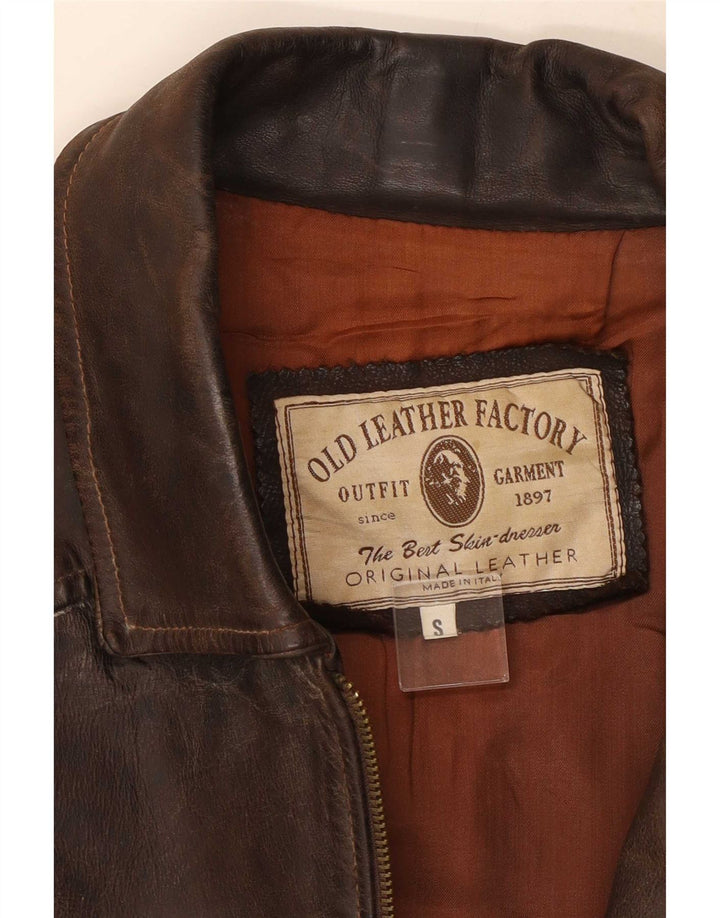 veste en cuir homme vintage UK 36 Petit Marron