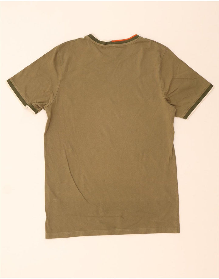 JACK & JONES Mens T-Shirt Top Large Khaki Cotton