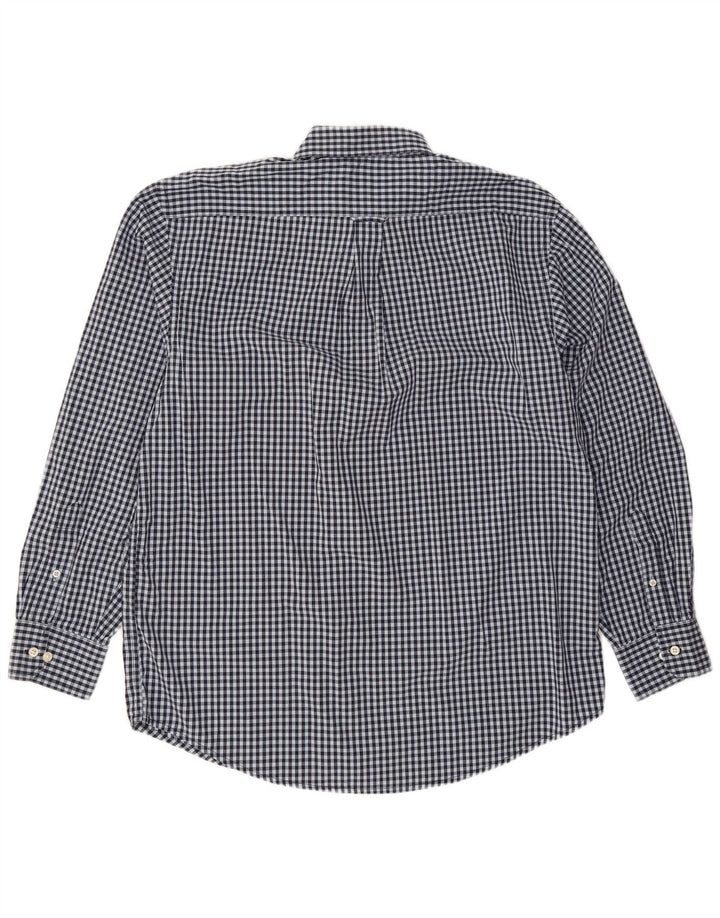 Izod Mens Checked  Shirt Large Navy Blue Gingham Cotton