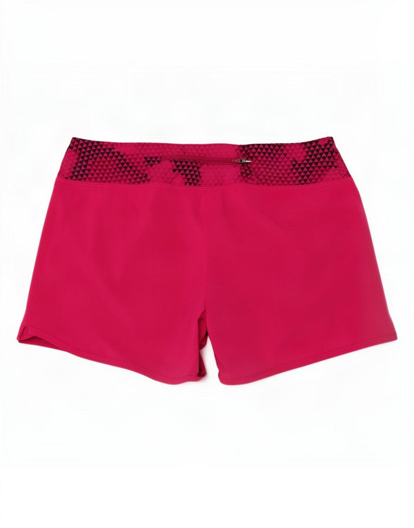 Shorts esportivos femininos Nike Dri Fit UK 10 poliéster geométrico rosa pequeno
