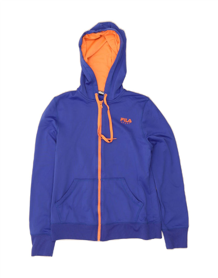 FILA Womens Zip Hoodie Sweater UK 10 Small Blue Polyester Vintage Fila and Second-Hand Fila from Messina Hembry 