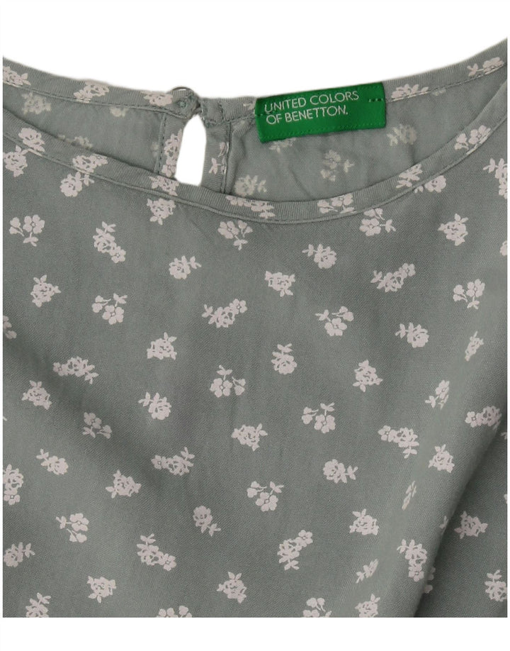 BENETTON Girls Basic Dress 11-12 Years Green Floral