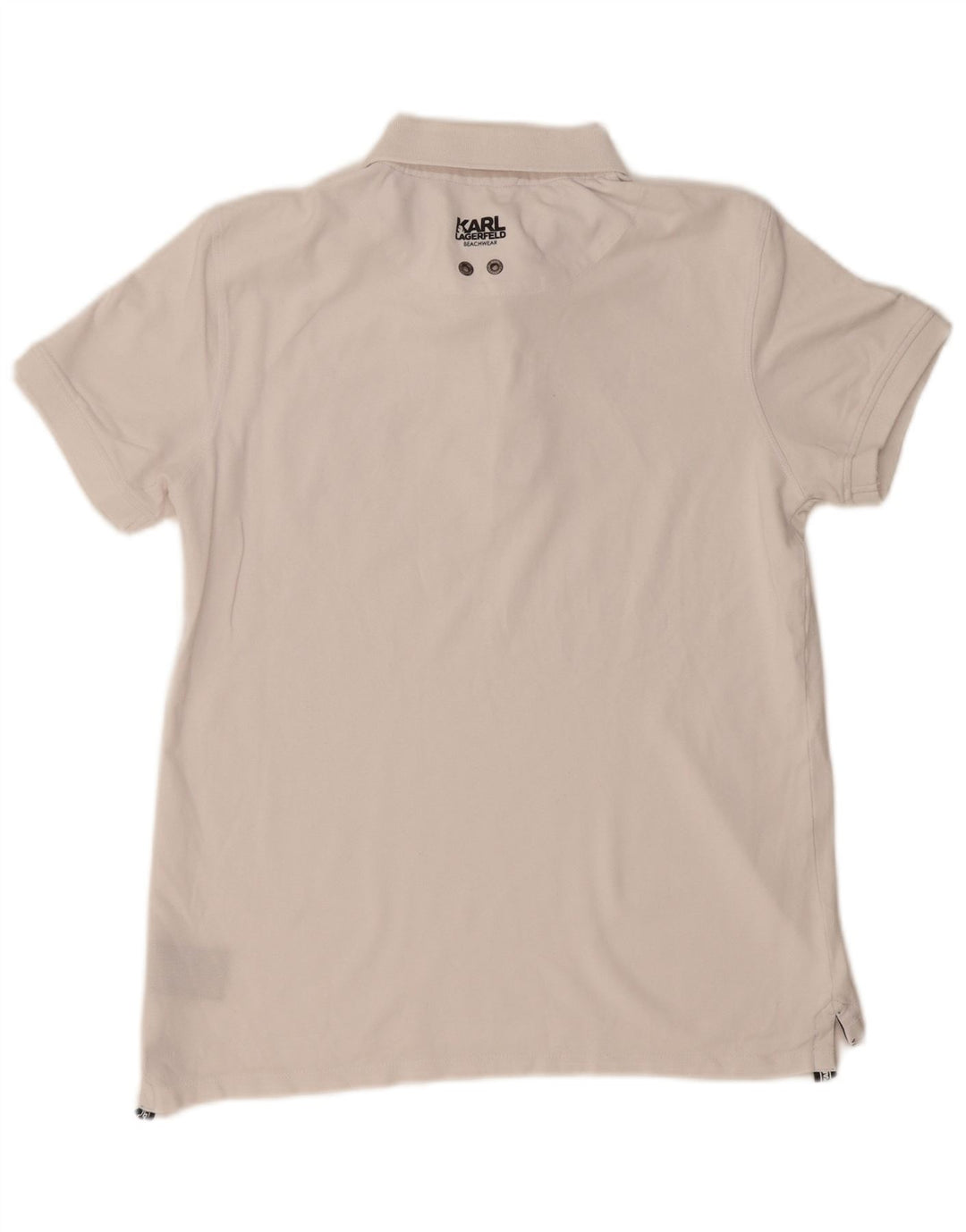 Karl Lagerfeld Mens Polo Shirt Medium White Cotton