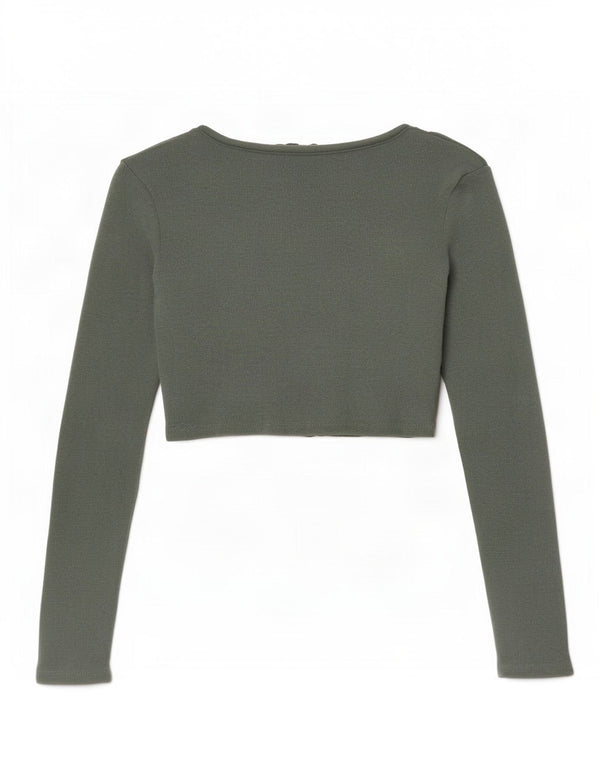Zara Womens Crop Cardigan Top UK 6 XS Green