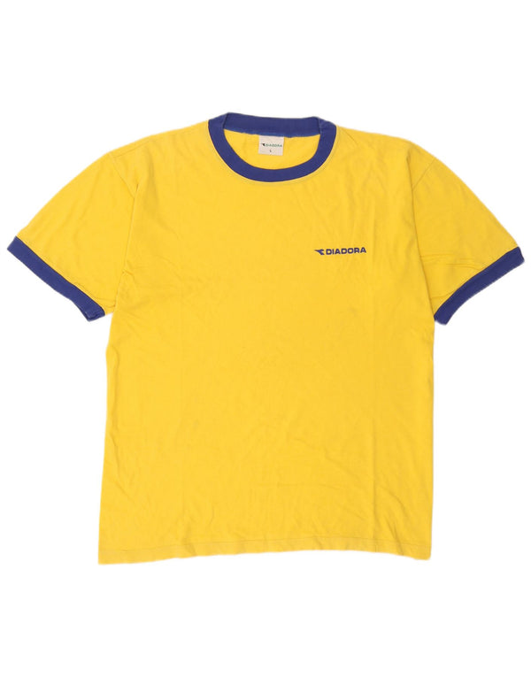 Diadora T-Shirt Homme Haut Large Jaune Colorblock Coton