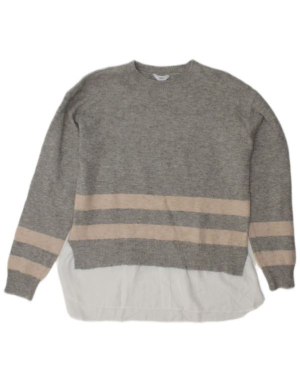 M&Co Γυναικείο πουλόβερ με λαιμόκοψη UK 10 Small Grey ριγέ πολυεστέρα
