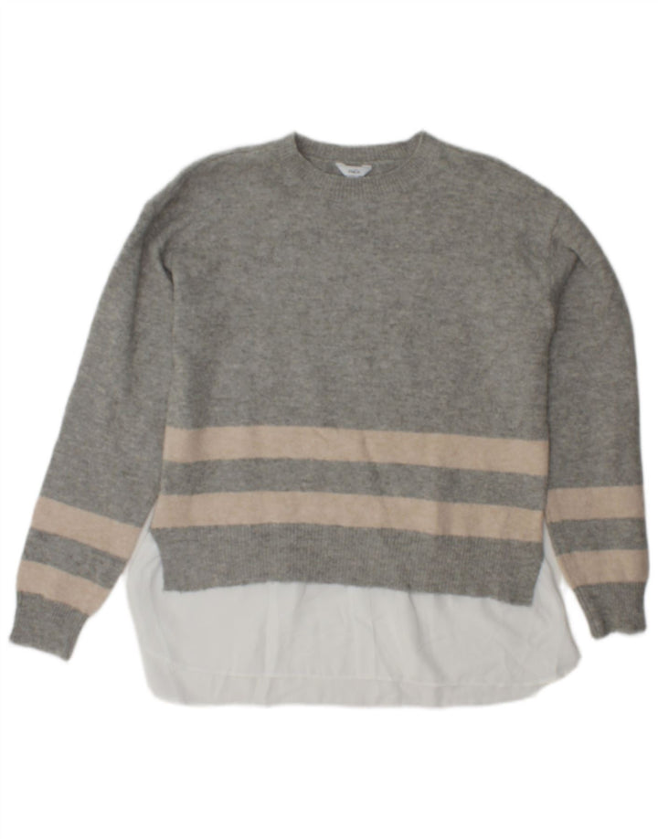 Maglione maglione girocollo da donna M&Co UK 10 piccolo poliestere a righe grigie