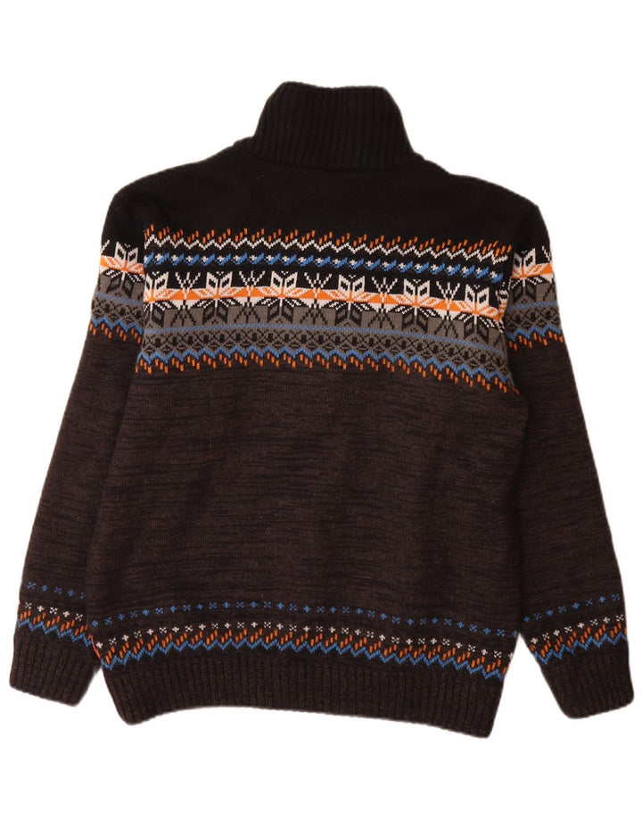 CMP Herre Zip Neck Jumper Sweater IT 52 Large Black Fair Isle Akryl
