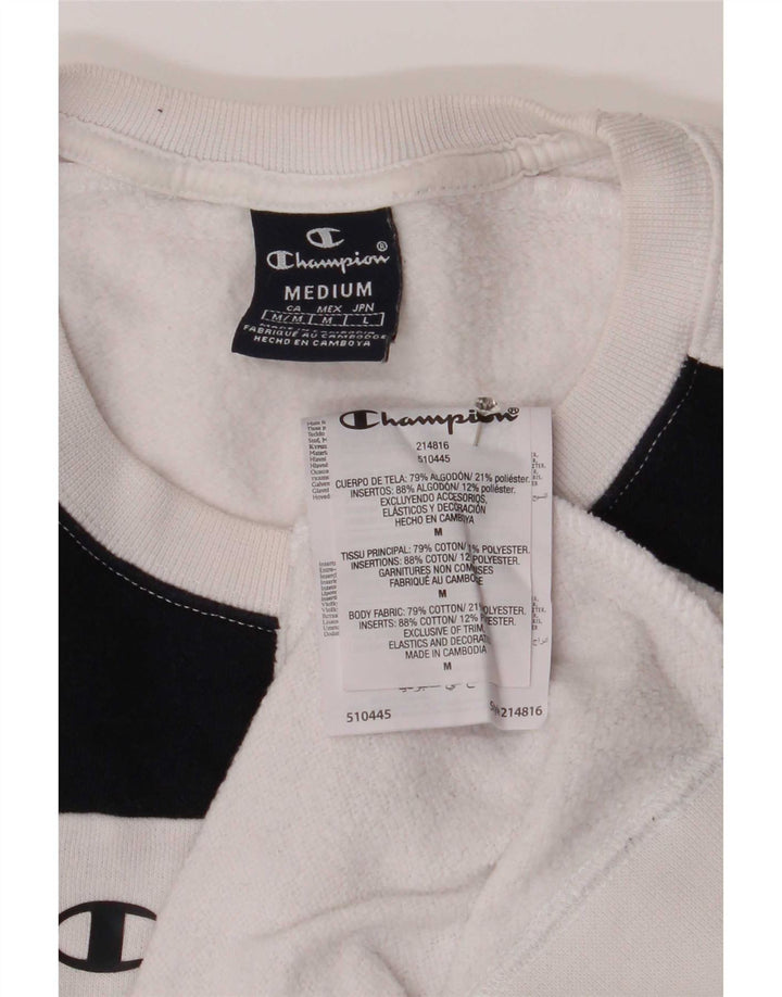 Champion Mens Sweatshirt Jumper Medium White Colourblock Cotton