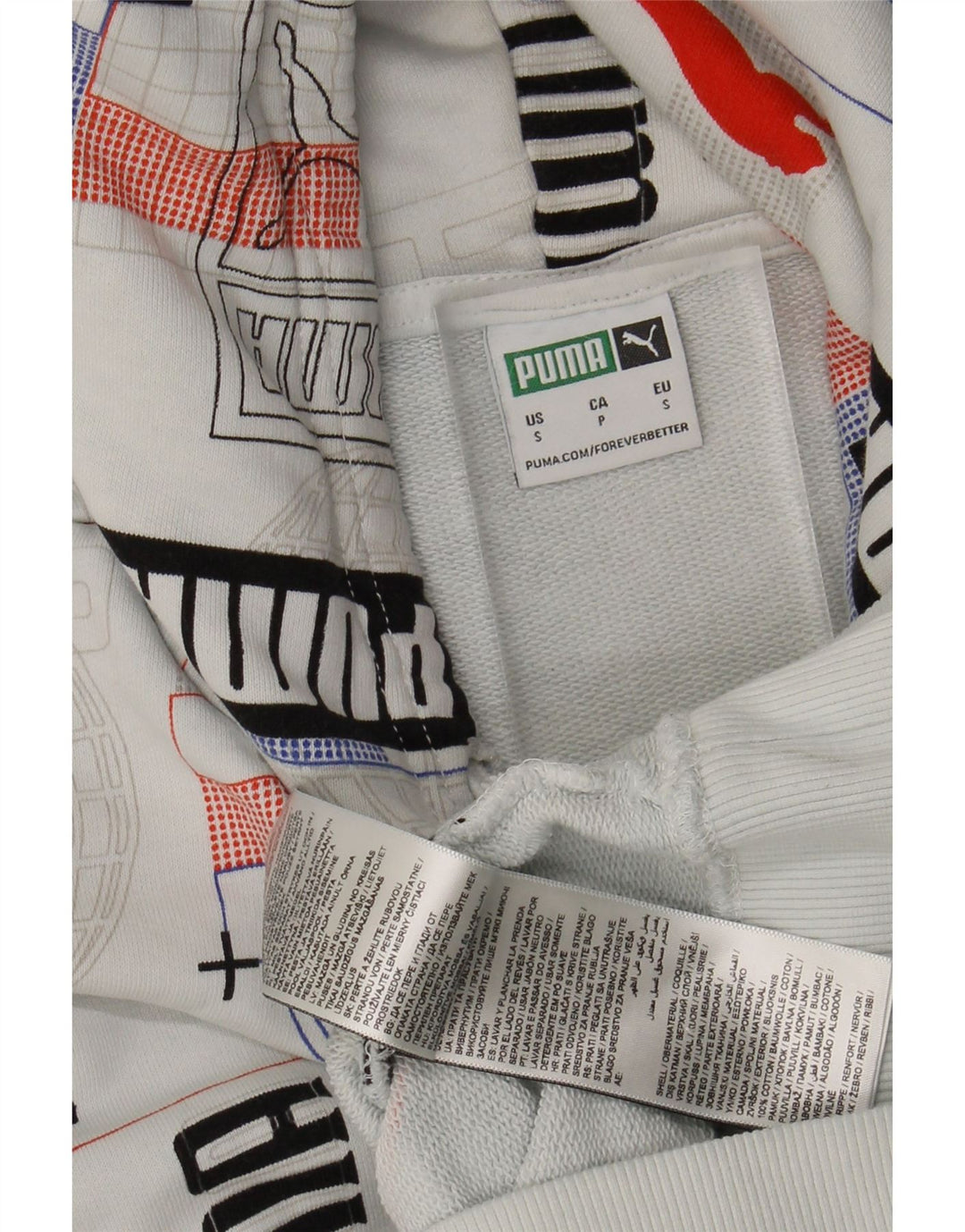PUMA Mens Graphic Hoodie Jumper Small White Cotton Vintage Puma and Second-Hand Puma from Messina Hembry 
