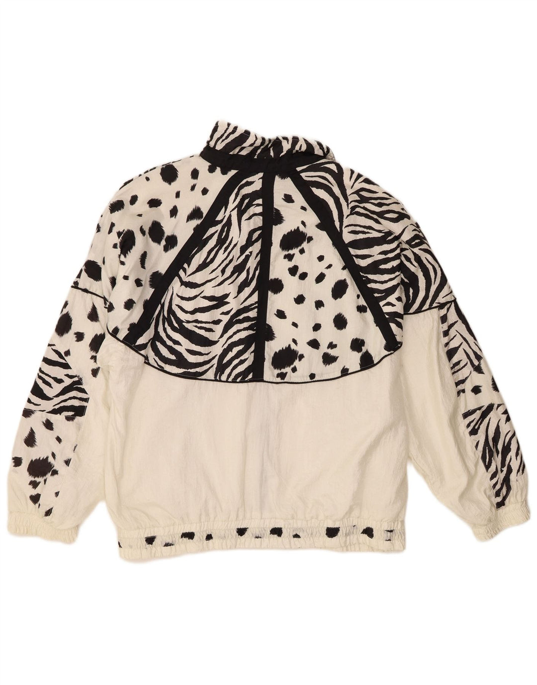 EVR Womens Oversized Tracksuit Top Jacket UK 16 Large White Animal Print