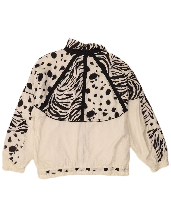 EVR Womens Oversized Tracksuit Top Jacket UK 16 Large White Animal Print