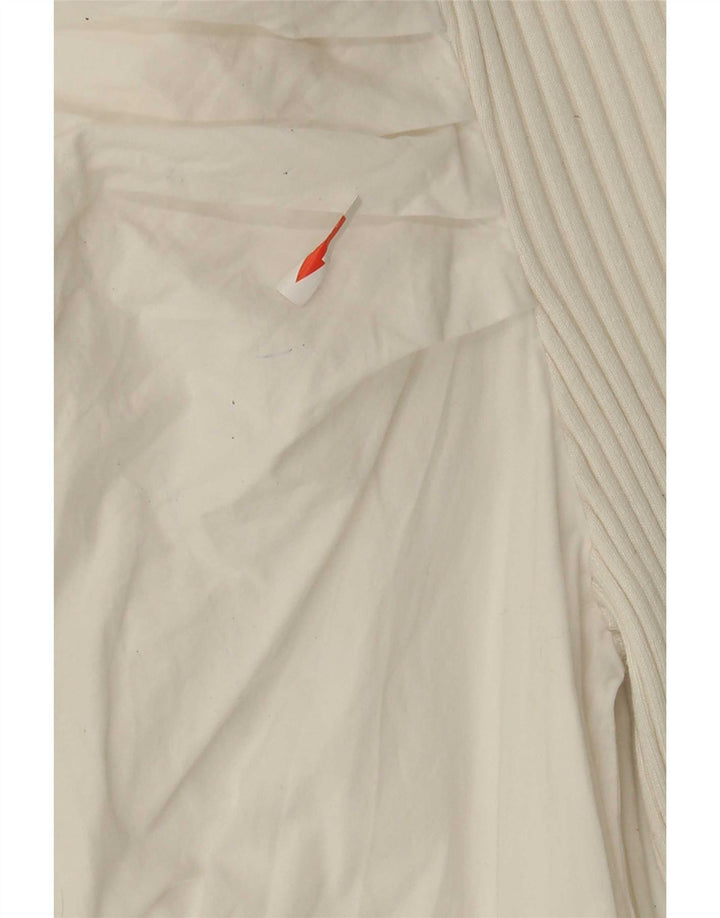 Zara Womens Crop Long Sleeve Blouse Top UK 12 Medium White Cotton