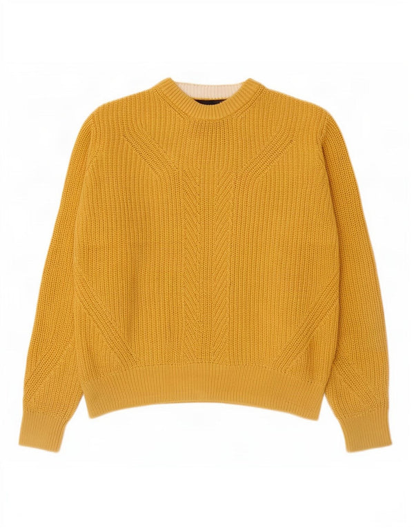 Marks & Spencer Womens Crew Neck Jumper Sweater UK 16 Large Yellow