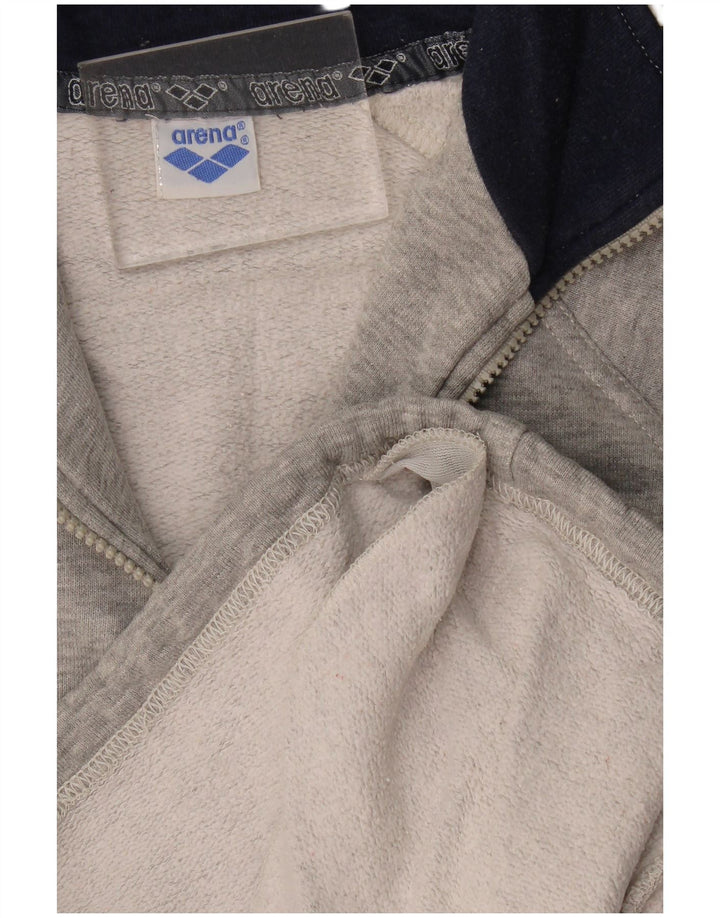Arena Mens Graphic Zip Neck Sweatshirt Jumper Medium Grey Colourblock